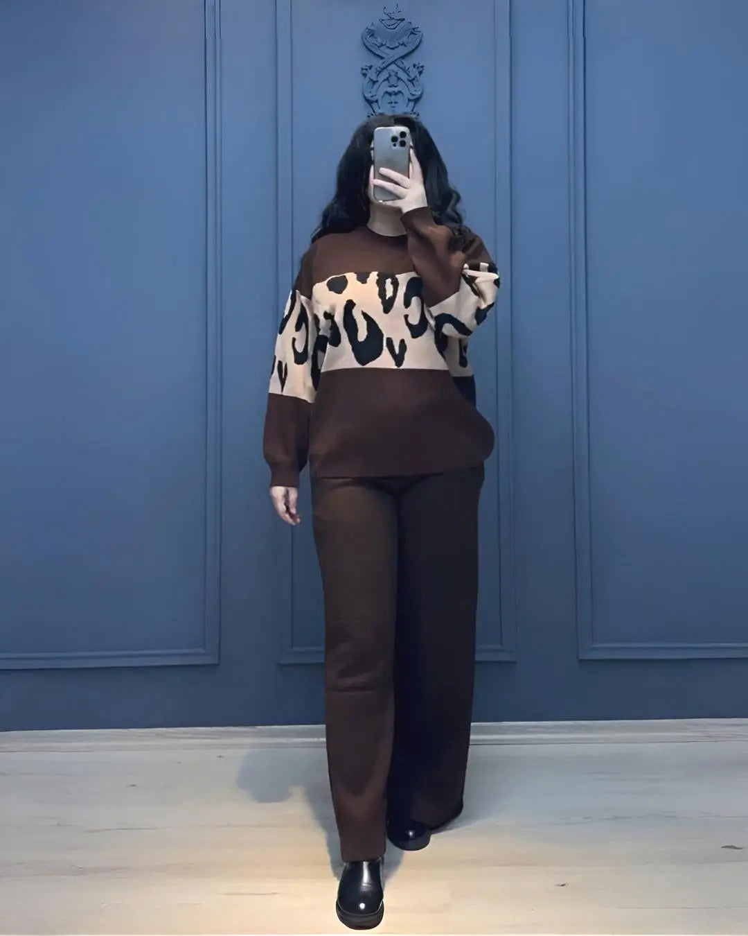 Maroon Wild Print Fleece Co-ord Set