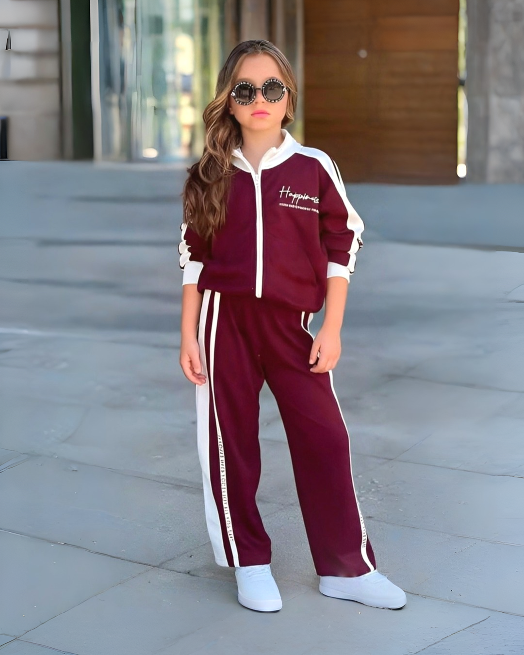 Happiness Maroon Tracksuit Set