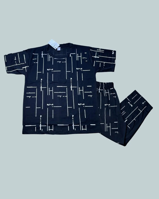 "Black capri print night suit for women – comfortable sleepwear set"