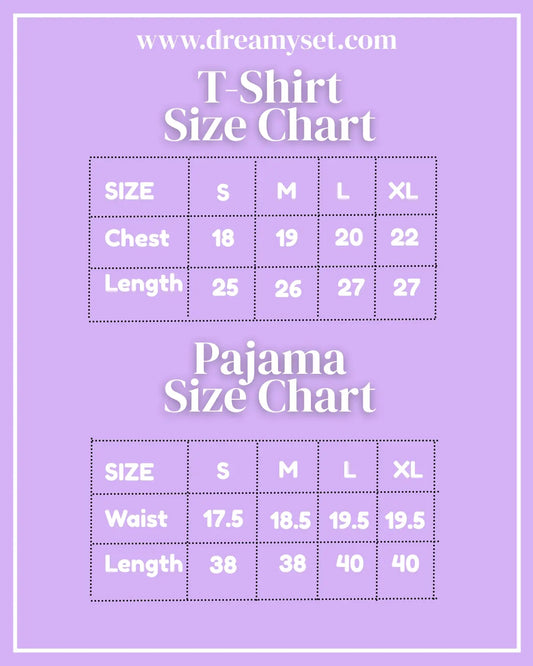"Women's Nightwear Size Chart – XS to XXL Measurements in Inches"