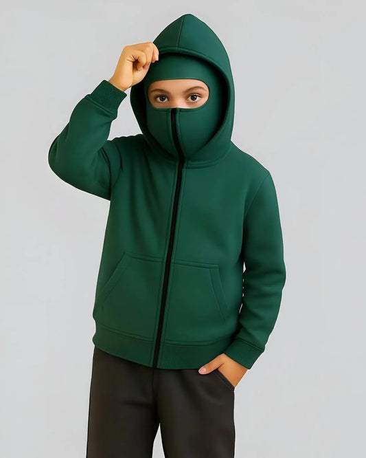 Baby Boy Bottle Green Zip-Up Ninja Hoodie Winter Wear