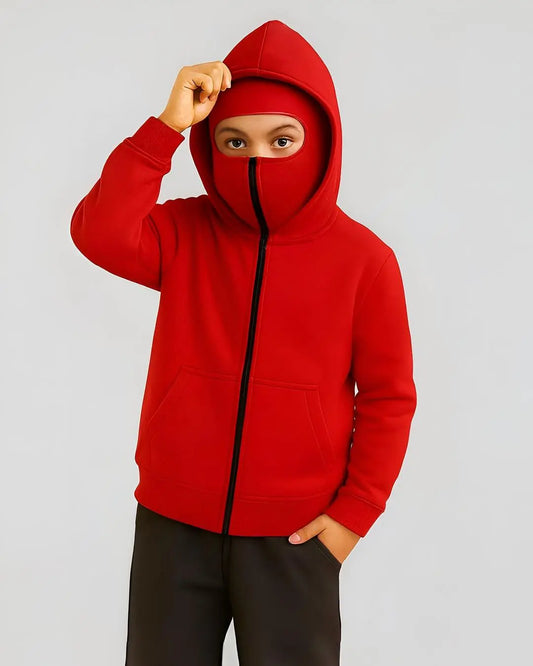 Baby Boy Red Zip-Up Ninja Hoodie Winter Wear
