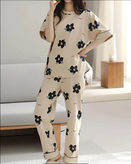 Floral Bloom Nightwear Set for women soft breathable floral sleepwea
