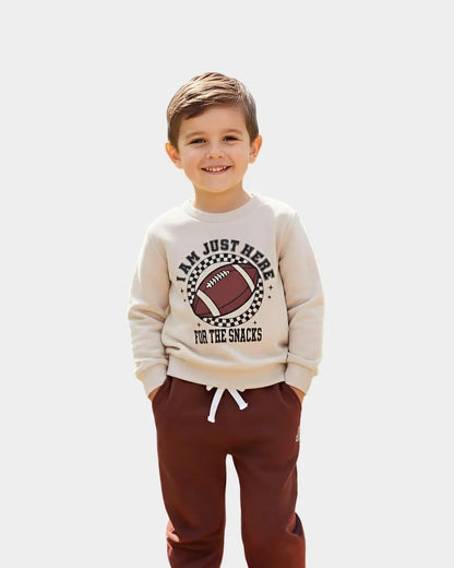 "I'm Just Here printed kids winter suit—warm cozy fleece outfit for boys and girls"