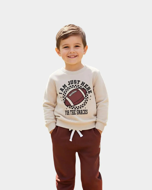 "I'm Just Here printed kids winter suit—warm cozy fleece outfit for boys and girls"