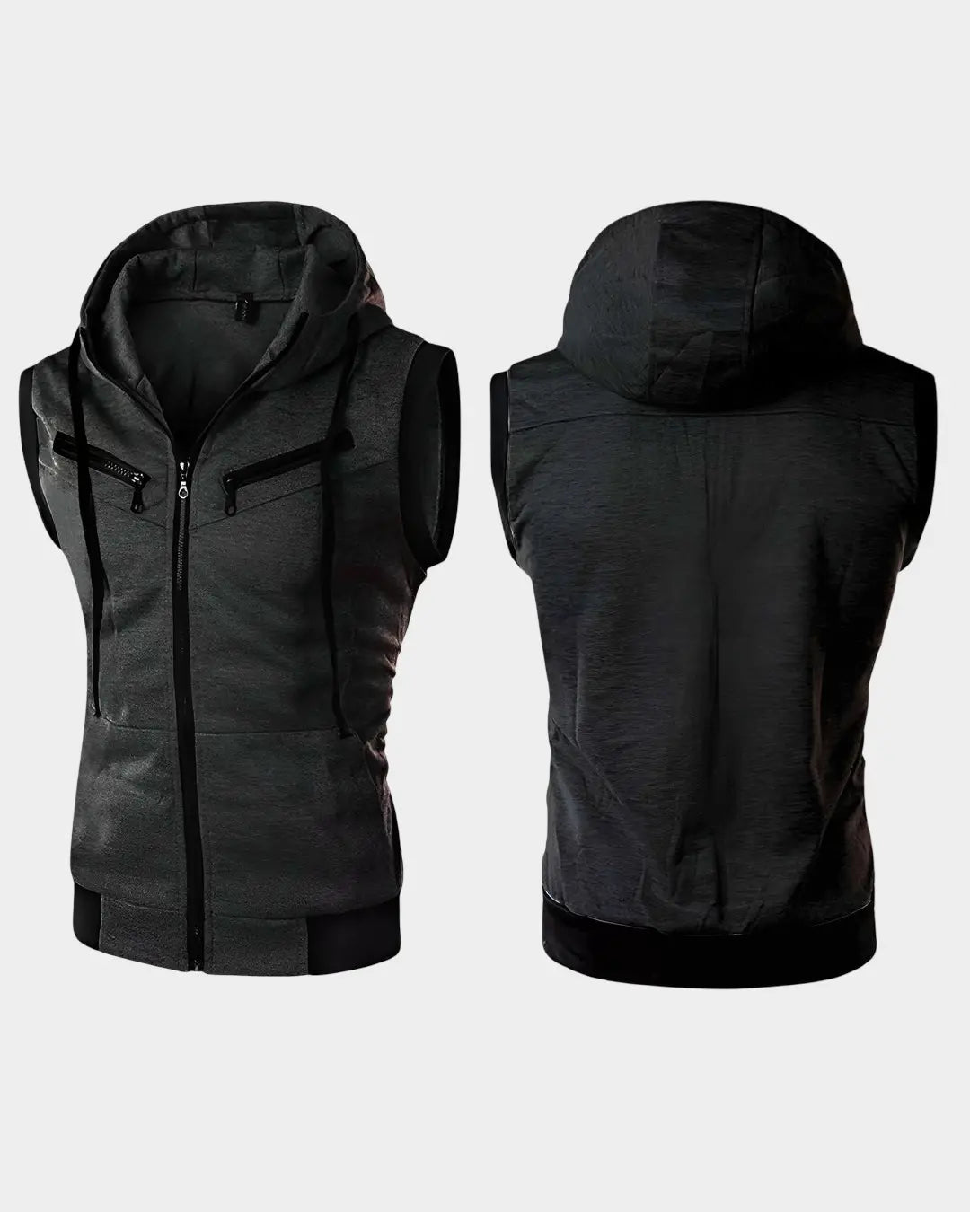 Men's Winter Fleece Hooded Vest – Charcoal Grey