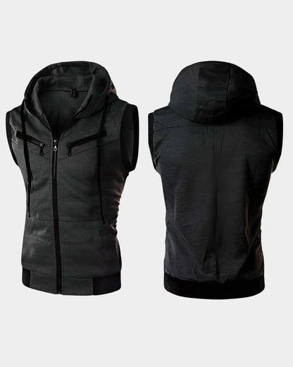 Men's Winter Fleece Hooded Vest – Charcoal Grey