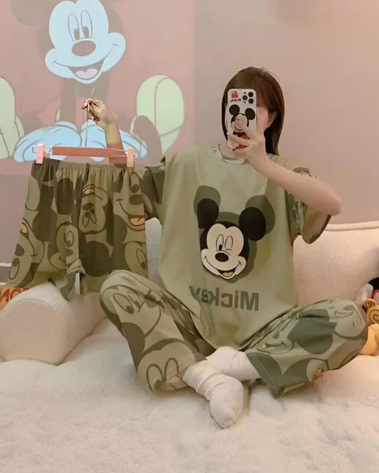 Mickey Mouse 3 piece nightwear set soft comfortable cartoon sleepwear