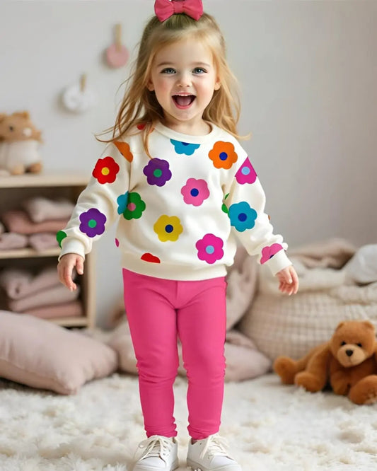Multi flower print kids winter fleece suit