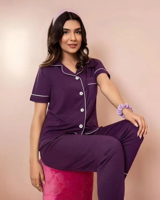 Purple gown night suit for women soft comfortable long sleepwear