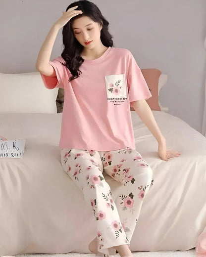 Soft pink pocket Design nightsuit for women in Pakistan