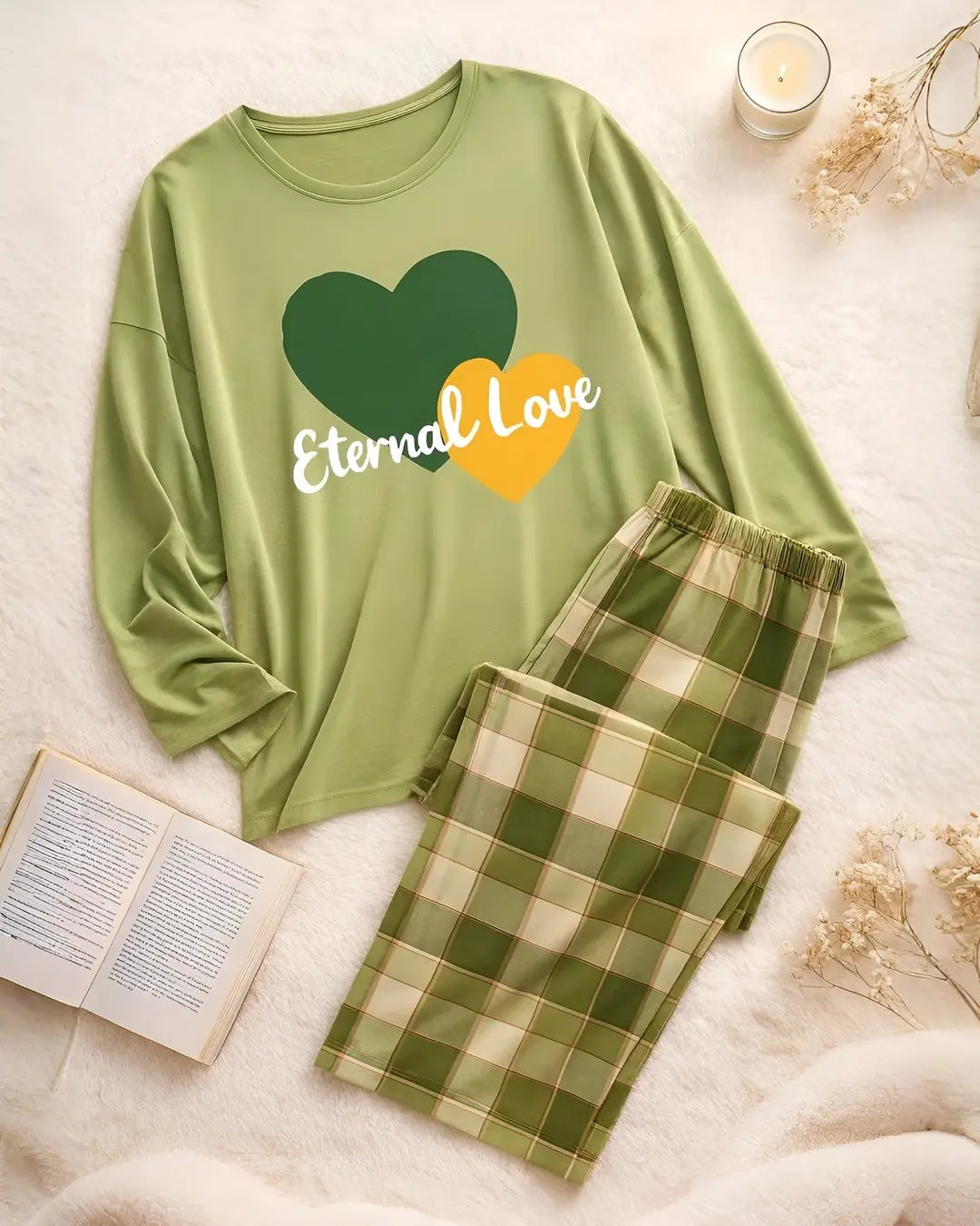 Eternal Love Print Night Suit for Women Soft Comfortable Pajama Set Pakistan