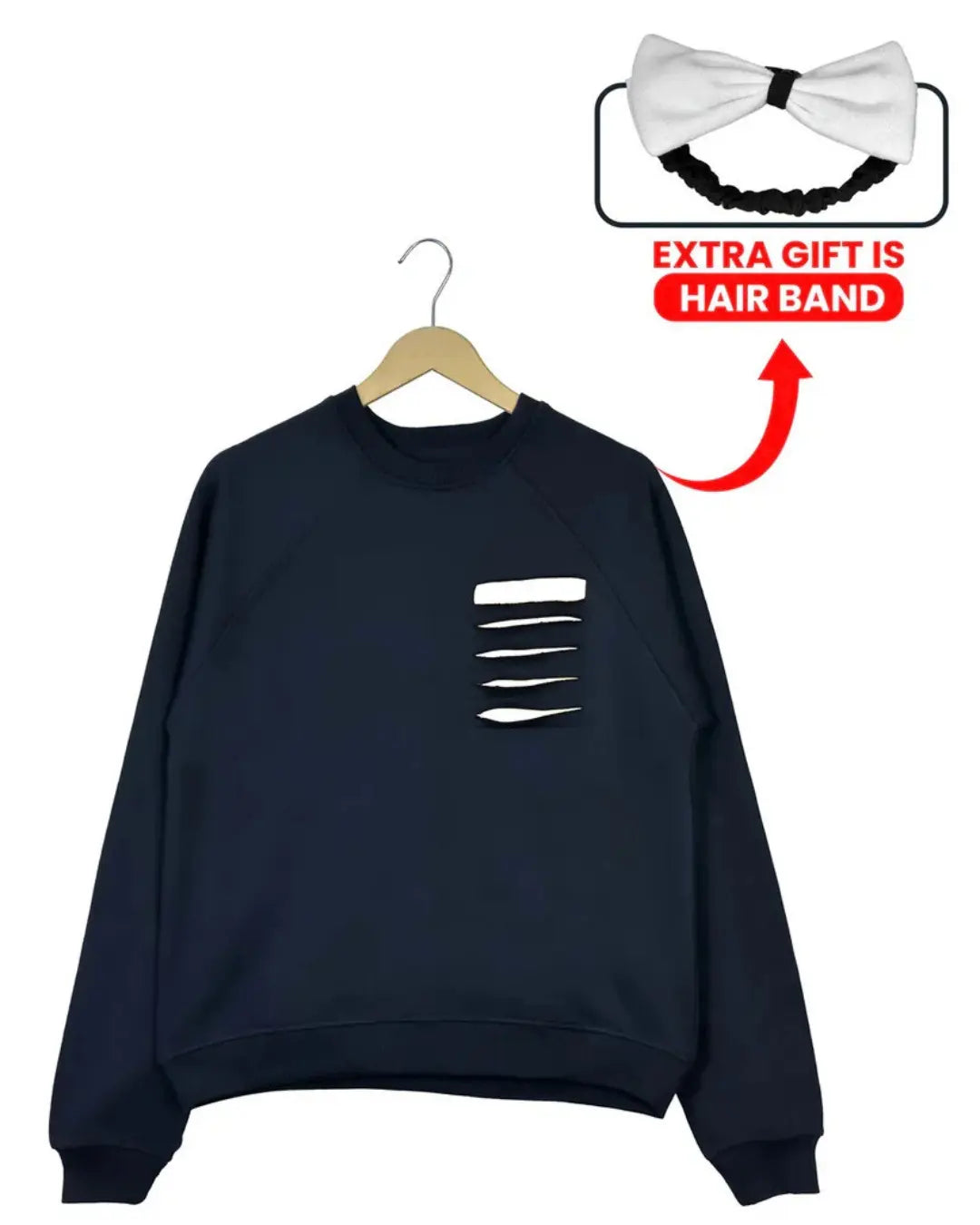 A warm winter sweatshirt featuring practical pockets, suitable for women.