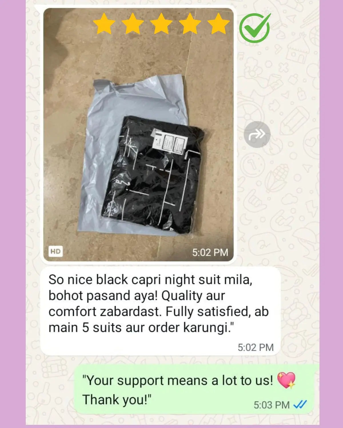 "Customer reviews praising the black capri night suit for its soft fabric, perfect fit, and stylish look."