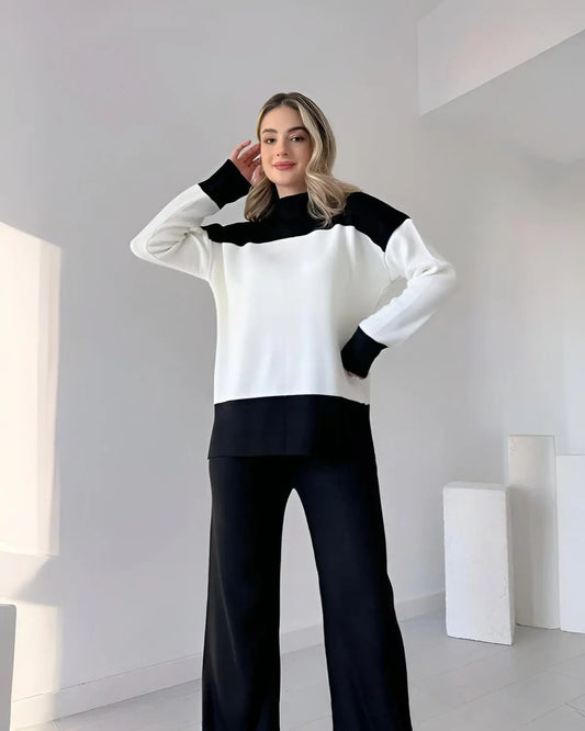 Black winter panel 2-piece fleece co-ord night suit for women in Pakistan