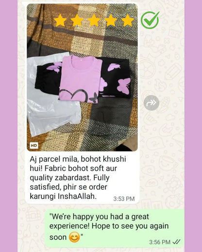 "Customer review of a cotton night suit highlighting comfort, quality fabric, and stylish design."